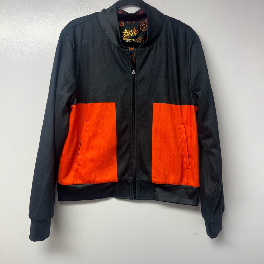 Just Saiyan Naruto Shippuden Black Orange Zip Jacket Anime Spiral Small unisex Z